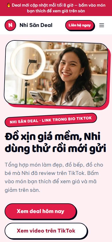 Mẫu Nhi Săn Deal trên điện thoại