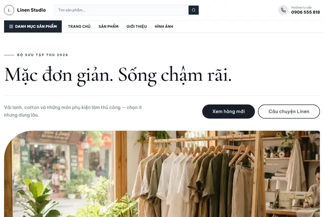 Mẫu website thời trang · phụ kiện — Linen