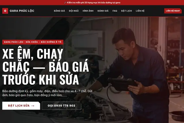 Mẫu website gara · sửa xe — Phúc Lộc