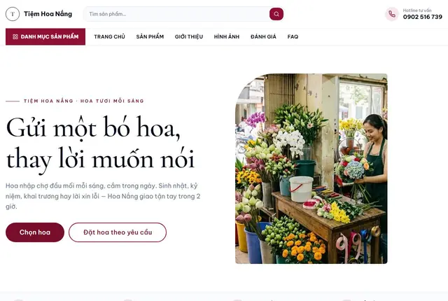 Mẫu website hoa tươi · quà tặng — Hoa Nắng
