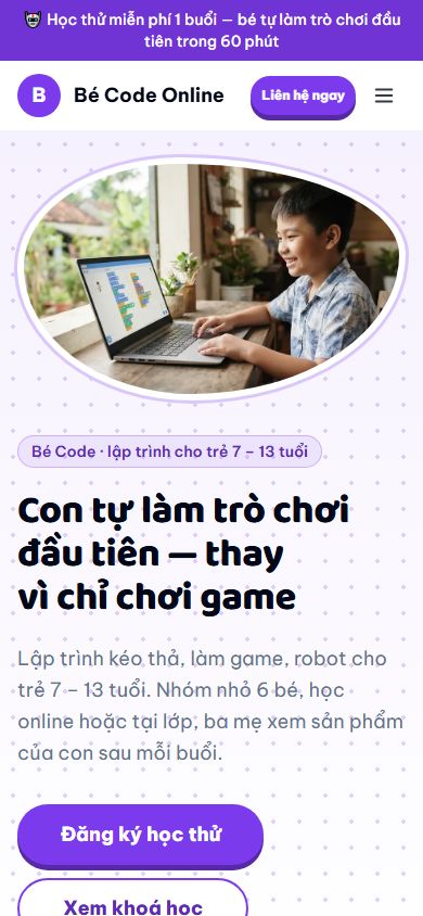 Mẫu Bé Code trên điện thoại