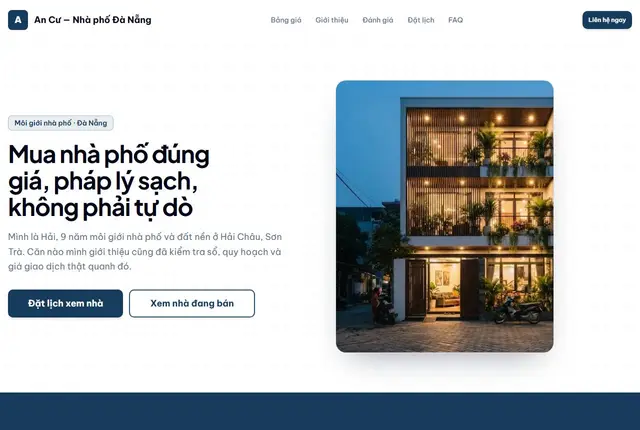 Mẫu website nhà phố · đất nền — An Cư