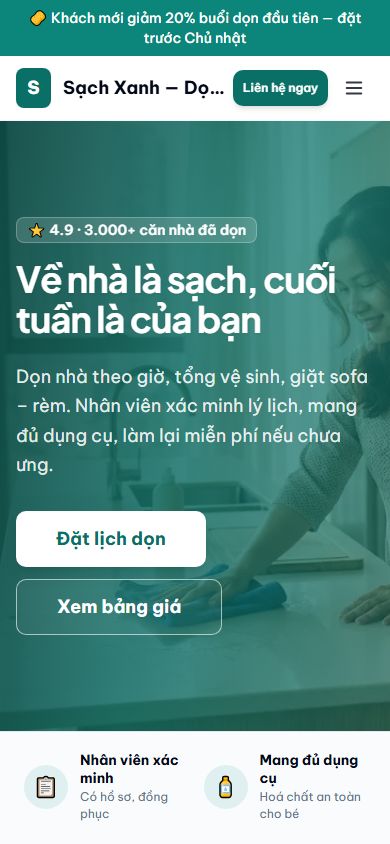 Mẫu Sạch Xanh trên điện thoại