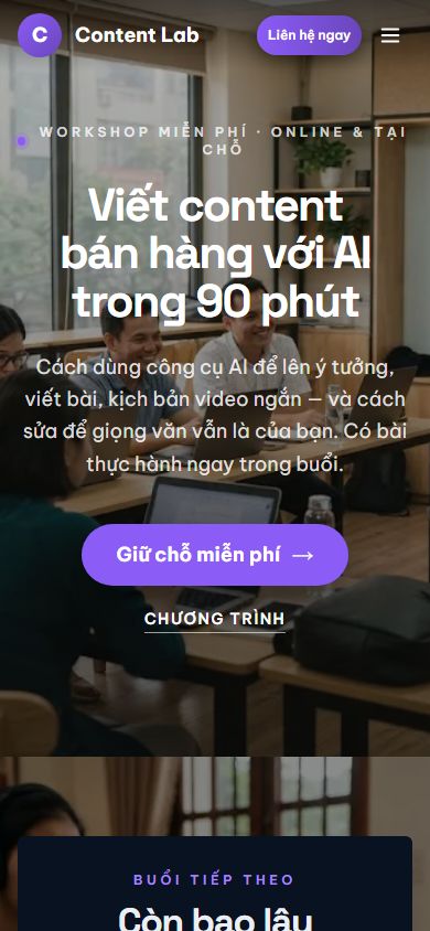 Mẫu Content Lab trên điện thoại